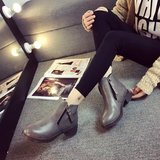 2015年冬季新品韩版时尚休闲百搭短筒加绒方跟真皮舒适马丁靴女鞋