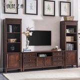 优梵艺术Payne美式电视机柜塔柜组合小户型客厅实木地柜储物柜