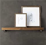 复古墙上置物架层架创意铁艺书架子展示架实木机顶盒一字隔板搁板