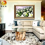 风景抽象花卉中式装饰画百合花油画欧式客厅卧室壁画走廊玄关挂画