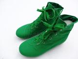 绿色/帆布爵士舞鞋高帮练功鞋爵士靴帆布舞蹈鞋女式软底爵士舞鞋