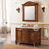 欧式美式仿古浴室柜美国红橡木实木镜柜古典卫浴柜组合落地式整体