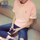 夏装新款短袖T恤男韩版圆领纯色日系修身体桖青少年夏季上衣服 星