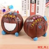 韩国创意篮球存钱罐 卡通树脂可爱表情大号硬币储蓄钱罐时常包邮
