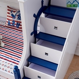 儿童高低床板式高箱储物床实木双层床地中海上下子母床带书架