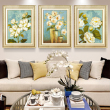 欧式美式花卉沙发背景墙有框三联画玄关壁画竖版挂画客厅装饰画