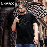NMAX大码男装潮牌 夏季新款 纯棉时尚短袖T恤 宽松纯色印花体恤衫