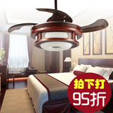led隐形扇吊扇灯 欧式中式风扇灯餐厅卧室吊灯带灯遥控36寸伸缩扇
