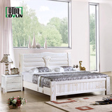 双人床白色全实木床榆木床1.8米1.5米气压床储物高箱床大床婚床