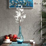 装饰花瓶客厅干花蓝色玻璃花瓶干花套装透明花束真花插花大号花艺