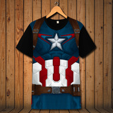 复仇者联盟美国队长T恤漫威正义英雄短袖夏季男装3D印花衣服