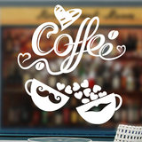墙贴纸咖啡店铺网咖休闲会所奶茶橱窗贴画玻璃移门装饰创意coffee