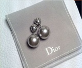 正品代购迪奥Dior2014早春新款银色蕾丝珍珠大小两用耳钉饰品 女