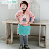 bebezoo2015新款原单韩国童装女童冬装加绒加厚保暖套装女两件套
