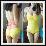 店主实拍欧美维家蕾丝显白显瘦露背连体游泳衣性感比基尼bikini女