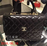 Chanel/香奈儿chanel女包16新款黑色时尚菱格纹口盖手提包