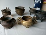日本回流铜器 铜香炉 三足香炉 雕花贡台 收藏品