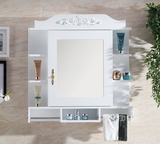 浴室橡木挂壁镜柜卫生间实木储物柜卫浴镜箱单双三门欧式镜柜88