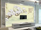 古典花卉墙纸壁纸雅舍兰香客厅沙发电视背景墙画壁画3d立体贴画