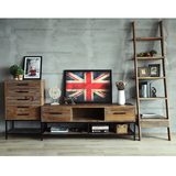 美式Loft个性复古铁艺实木电视机柜组合创意客厅矮柜铁艺做旧地柜