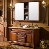欧式浴室柜组合落地橡木实木浴室柜中式仿古卫浴柜洗手台盆柜组合