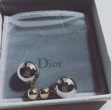 dior 迪奥专柜正品代购银色金色珍珠蕾丝耳钉
