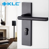 德国KLC 现代简约黑色太空铝门锁 室内锁具卧室实木房门双舌把手