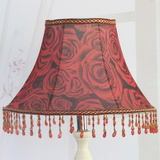 红玫瑰复古布艺灯罩 欧式台灯罩 仿古落地灯灯罩 卧室台灯灯罩