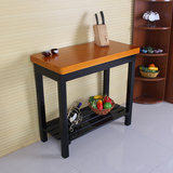 特价定制厨房切菜置物实木长条桌子双层桌简易家用松木多功能桌子