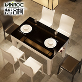 梵洛柯2016新款高档钢琴烤漆餐桌椅组合伸缩折叠餐台饭桌五包到家