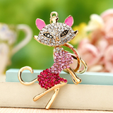 韩国创意礼品可爱水钻狐狸汽车钥匙扣女包包挂件钥匙链水晶小饰品