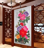 3D壁画《牡丹》华丽的鲜花花卉古典油画玄关墙纸电视客厅墙纸壁纸