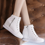 包邮2016春季新款白色隐形内增高女鞋8CM韩版高帮鞋女运动休闲鞋