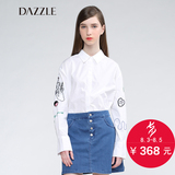 DAZZLE地素 2016夏装新品 时髦俏皮刺绣趣味图案长袖衬衫 2M2C487