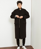 韩国代购 NAKED SENSE 2015冬季男女 黑色 OB长款外套 大衣风衣