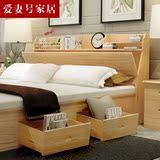 实木双人床1.8米松木床1.5中式全实木成人大床储物床1.2单人床