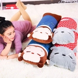 可爱卡通瞌睡猴抱枕靠垫 可拆洗毛绒沙发靠枕单双人枕头生日礼物