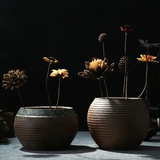创意陶瓷客厅餐桌花插花器花瓶禅意装饰品手工摆件日式插花干花