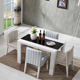 现代简约宜家餐桌椅组合套装黑白色实木钢化玻璃全友住宅家具包邮