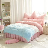 床上用品韩版公主绒加厚床裙保暖床单被套四件套1.8床