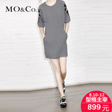 MO&Co.连衣裙春装女2015欧美条纹连身裙贴布连袖MA151SKT37moco