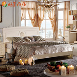鹏景雅居 欧式田园床1.5米韩式白色实木床储物床高箱 卧室家具W02