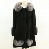 靓月芭比特DA-207真狐狸毛领羊绒大衣上商场正品女士冬季外套保暖