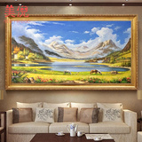 纯手绘欧式风景油画聚宝盆美式客厅超大幅巨装饰画风水挂画包邮