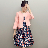 小香风套装 连衣裙2016秋季新款韩版修身长袖小外套连衣裙两件套