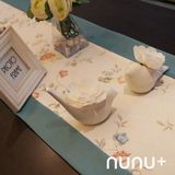 nunu 【包邮】蓝色韩式小花 棉麻素雅中式中国风样板间桌旗 餐旗