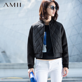 Amii[极简主义]2015冬棒球衣立领修身短款大码棉衣外套女11541510