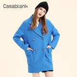 Casablank/卡莎布兰卡女冬中长款宽松纯色羊毛大衣外套C14D08006