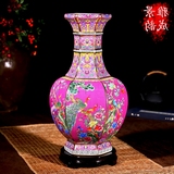 红色器 复古仿古手工花瓶 落地大花瓶客厅干花摆件欧式景德镇陶瓷
