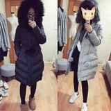 韩国2015冬季新款大码修身显瘦连帽羽绒棉衣韩版中长款羽绒棉服女